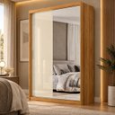 Ver imagem 1 de Guarda-Roupa Casal 100% MDF com Espelho 2 Portas Riva Cinamomo / Off White Demóbile