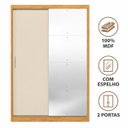 Ver imagem 4 de Guarda-Roupa Casal 100% MDF com Espelho 2 Portas Riva Cinamomo / Off White Demóbile