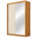 Ver imagem 2 de Guarda-Roupa Casal 100% MDF com Espelho 2 Portas Riva Cinamomo / Off White Demóbile
