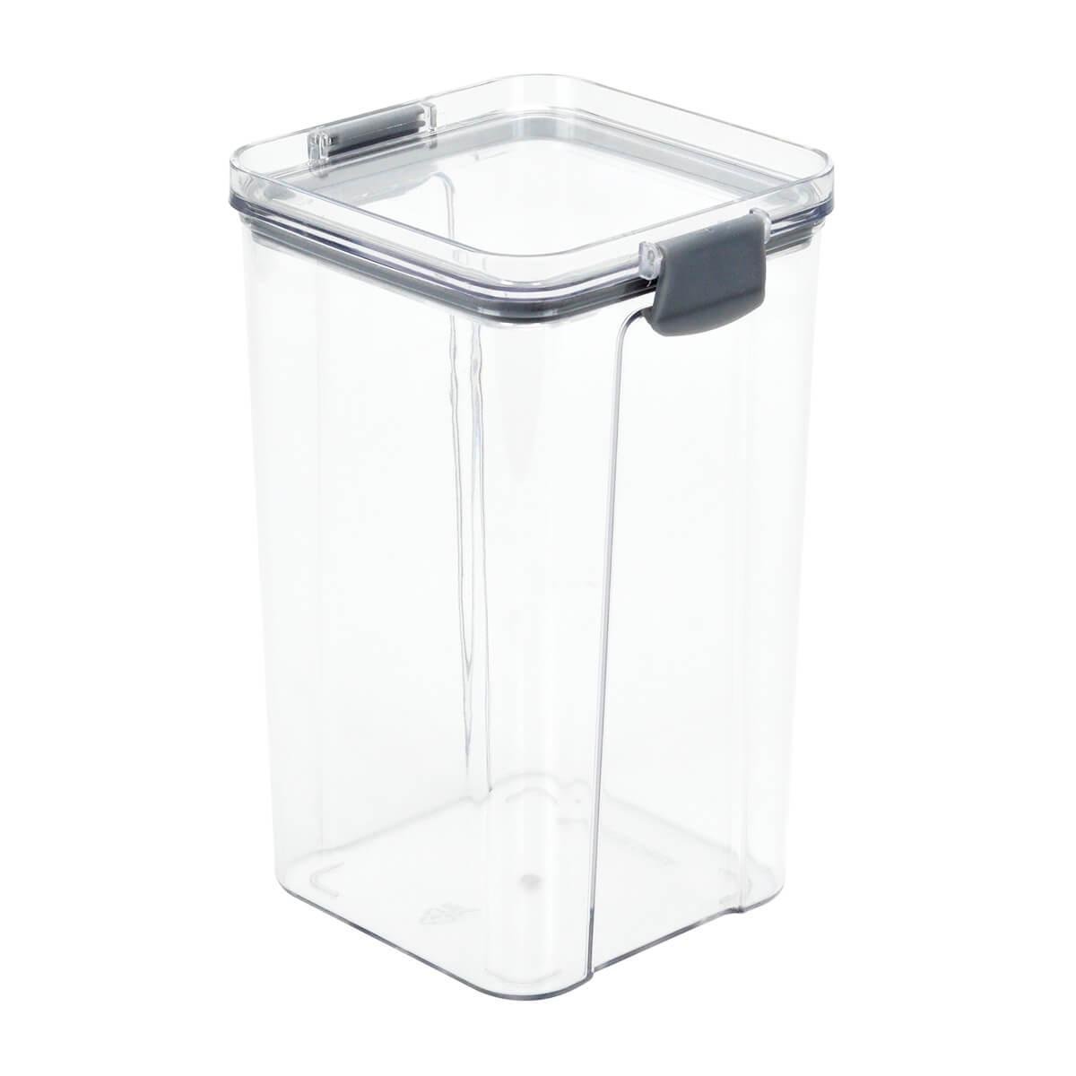 Pote Hermético Quadrado Transparente Com Trata 1,5L Cinza - 1