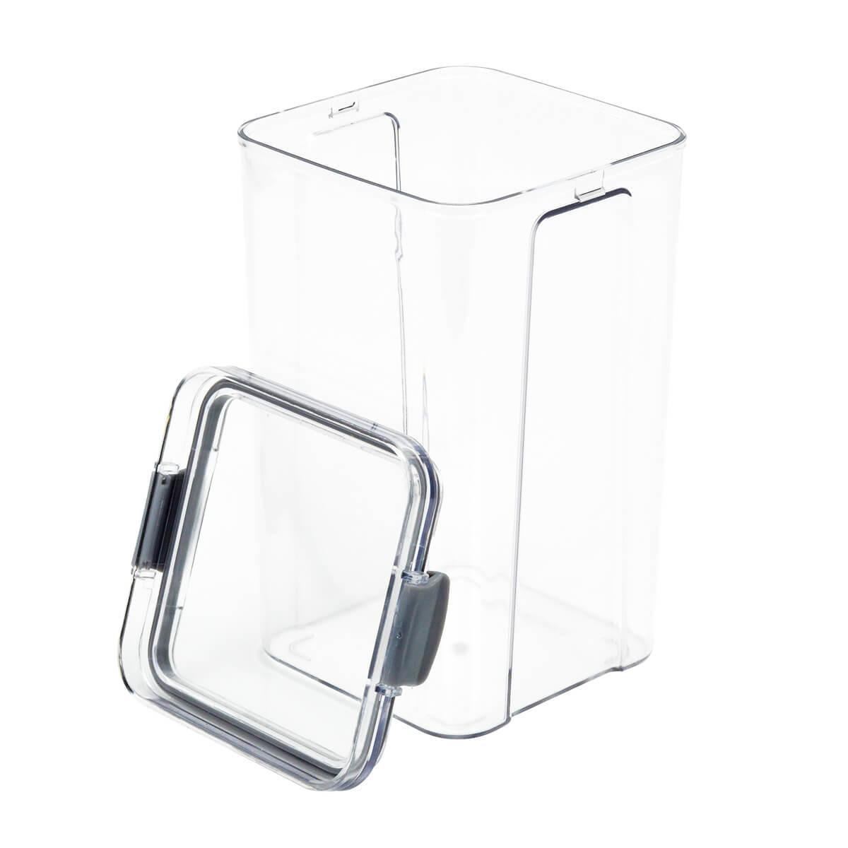 Pote Hermético Quadrado Transparente Com Trata 1,5L Cinza - 6