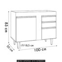 Ver imagem 3 de Balcão de Cozinha para Pia 100cm sem Tampo Luziania Cinza Claro - Lumil