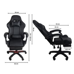 Cadeira Gamer Stillus Ergonômica com Apoio para Os Pés Preta - 9