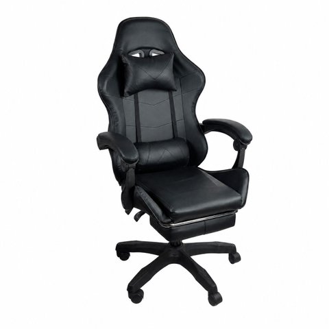 Cadeira Gamer Stillus Reclinável 120° com Apoio para Os Pés e Cabeça Preto