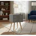 Ver imagem 1 de Mesa de Cabeceira Branca com Pés de Madeira