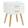 Mesa de Cabeceira Branca com Pés de Madeira - 2