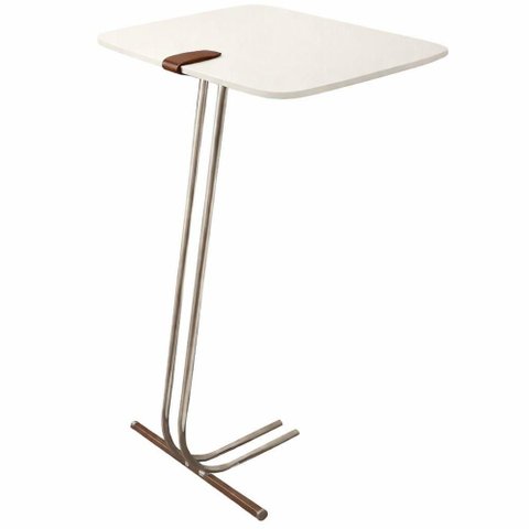 Mesa de Apoio Soft Off White em Metal Champanhe