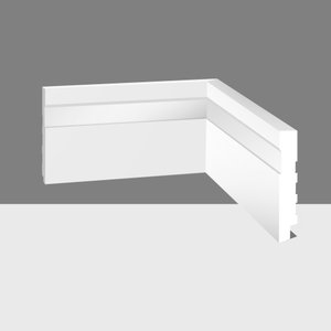 Rodapé Poliestireno 7cm Frisado Branco 1m Rm Decor