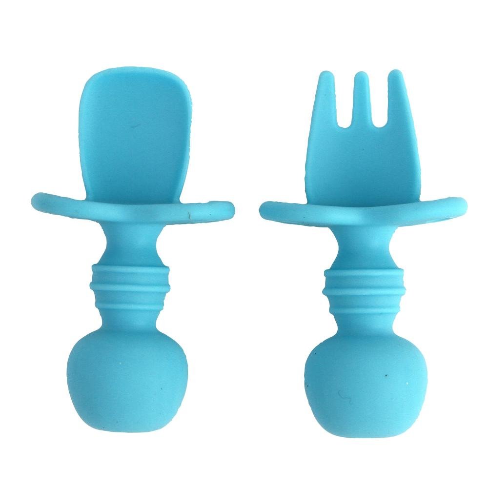 Conjunto de Talheres Silicone Azul com 2 Peças - A\baby