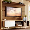 Ver imagem 1 de Rack Madesa Dubai e Painel para TV até 65 Polegadas com Pés Rustic/Branco 6E6E Cor:Rustic/Branco