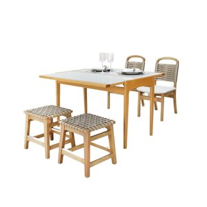 Mesa Aparador com 2 Cadeiras e 2 Banquetas Amêndoa