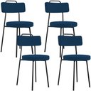 Ver imagem 1 de Kit 04 Cadeiras Decorativas Estofada Sala De Jantar Barcelona L02 Suede Azul Marinho - Lyam Decor