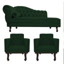 Ver imagem 1 de Kit Diva Recamier Juliana 140cm Lado Direito e 02 Poltronas Classic Suede Verde - Amarena Móveis