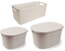 Ver imagem 1 de Kit Cesto Caixa Organizador Vime Plástico Rattan 3 Peças - Nitron