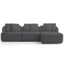 Ver imagem 3 de Sofá 4 Lugares com Chaise Direito Sala Living 294cm Arlo F04 Veludo Grafite - Lyam Decor