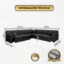 Ver imagem 2 de Sofá Magno 3.77x3.77m de Canto, Retrátil e Reclinável - Preto