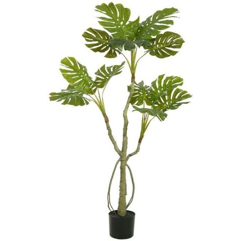 Planta Artificial Arvore Costela de Adão Real Toque Pu C/pote X14 Verde 1,4cm