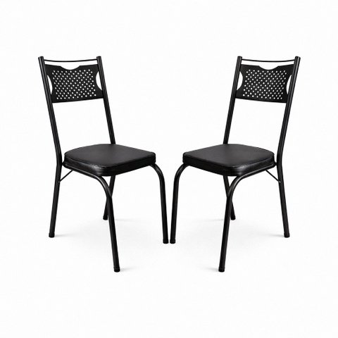 Kit 2 Cadeiras de Jantar em Aço Tubular C001 Sf Preto - Movelpolo