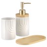 Kit Lavabo Banheiro Bambu Porta Sabonete Líquido Escova 887 - 5
