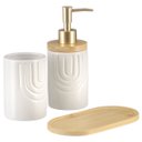 Ver imagem 5 de Kit Lavabo Banheiro Bambu Porta Sabonete Líquido Escova 887