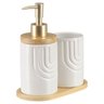 Kit Lavabo Banheiro Bambu Porta Sabonete Líquido Escova 887 - 4