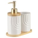 Ver imagem 4 de Kit Lavabo Banheiro Bambu Porta Sabonete Líquido Escova 887
