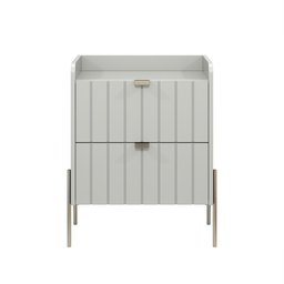 Kit 2 Mesa Cabeceira Industrial Off White Cama Moriah 45cm Base Champagne - 5