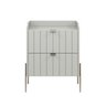 Kit 2 Mesa Cabeceira Industrial Off White Cama Moriah 45cm Base Champagne - 5