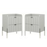 Kit 2 Mesa Cabeceira Industrial Off White Cama Moriah 45cm Base Champagne - 1