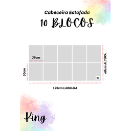 Cabeceira Estofada King 10 Blocos Não É Segredo Linho Cinza Vazado 195x60 - 4