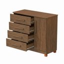 Ver imagem 2 de Cômoda Grécia com 4 Gavetas e Porta Nicho Interno Pés Madeira Design Moderno para Quarto - Castanho