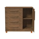 Ver imagem 6 de Cômoda Grécia com 4 Gavetas e Porta Nicho Interno Pés Madeira Design Moderno para Quarto - Castanho