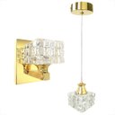 Ver imagem 1 de Pendente e Arandela de Cristal Polido para Quarto Dourado