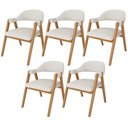 Ver imagem 1 de Kit 05 Cadeiras de Jantar e Estar Living Estofada Nadja L02 Bouclê Cru - Lyam Decor