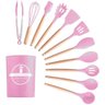 Kit Utensílios Cozinha 12 Peças Silicone Antiaderente (rosa) - 1
