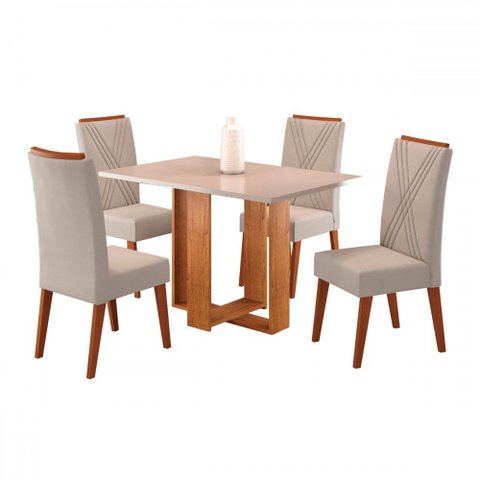 Mesa de Jantar 4 Lugares Nivus Mel/blonde/marfim - Viero Móveis
