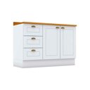Ver imagem 1 de Balcão de Cozinha Modulado P/ Pia C/ Tampo Americana C/ 2 Portas e 3 Gavetas 120cm Branco - Henn