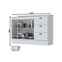 Ver imagem 3 de Balcão de Cozinha Modulado P/ Pia C/ Tampo Americana C/ 2 Portas e 3 Gavetas 120cm Branco - Henn