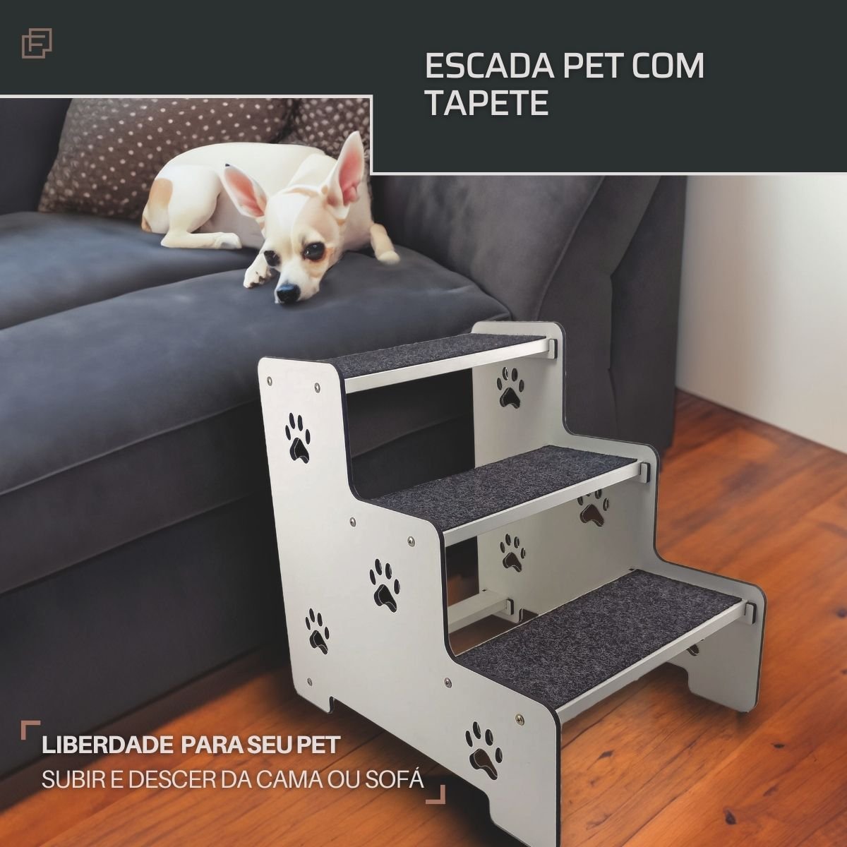 Escada para Cachorro Subir na Cama ou Sofá Rampa para Pet - 7