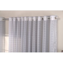Cortina Voil Xadrez para Sala, Quarto e Cozinha 3,00 X 2,50 Cinza - 2