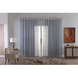 Cortina Voil Xadrez para Sala, Quarto e Cozinha 3,00 X 2,50 Cinza - 1