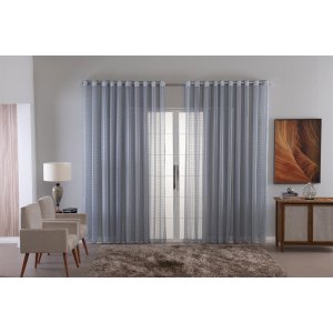 Cortina Voil Xadrez para Sala, Quarto e Cozinha 3,00 X 2,50 Cinza