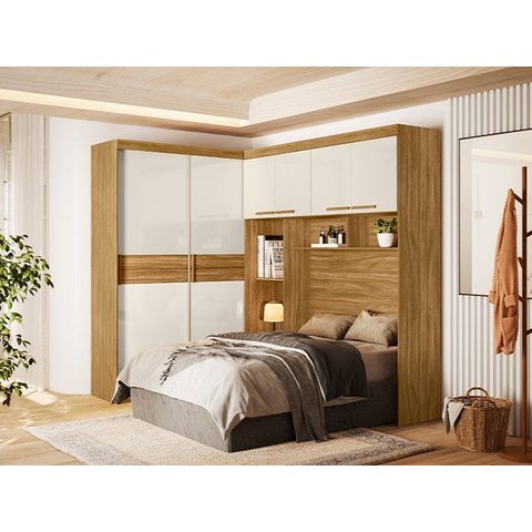Guarda Roupa Casal Modulado Florença Freijo/Off White Moval