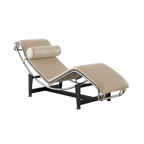 Chaise Lc-4 Cromada em Suede Bege - 1