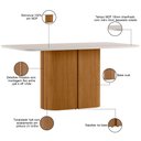 Ver imagem 3 de Mesa Retangular Tampo de Vidro Verbena 160cm Ypê Off White N01 com 6 Cadeiras Dara Linho Cru - Lyam