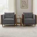Ver imagem 1 de Kit 2 Poltronas Aviv para Sala Escritório Recepção Linho Premium Easy Clean Corino Premium Luxo