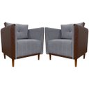 Ver imagem 1 de Kit 2 Poltronas Decorativas para Sala e Recepção Aviv Corino e Linho Premium Cores