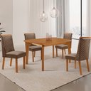 Ver imagem 1 de Mesa de Jantar Liz 120cm Tampo MDF Laminado Canto Copo com 4 Cadeiras Yasmin