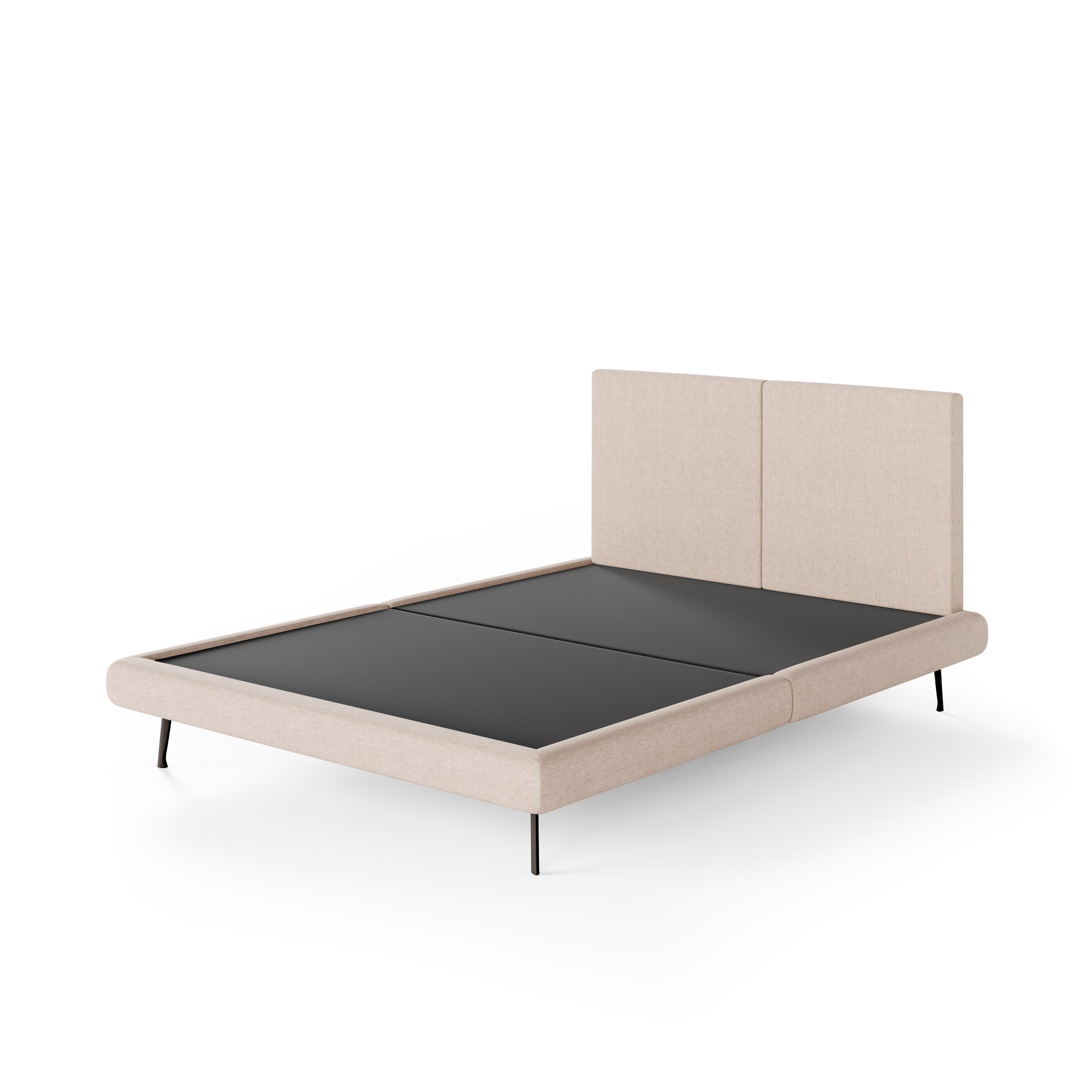 Cama King Casal Amsterdã  Linho com Cabeceira Moderna C/ Pé Eucalipto:linho Bege - 3