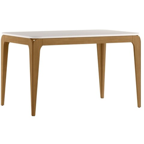 Mesa de Jantar Aurea 120x80 cm com Vidro Cinamomo Off White - New Ceval